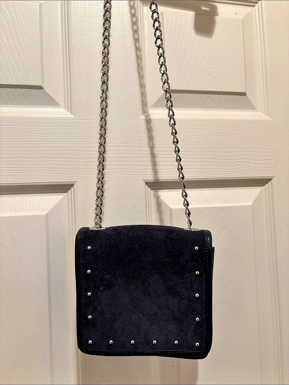 Talbots Studded Chain Crossbody in Black & Cream